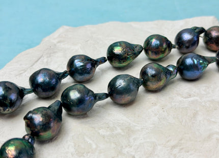 13-16x17-23 mm AA Teardrop Peacock and Greenish Peacock Baroque Freshwater Pearls #P3327