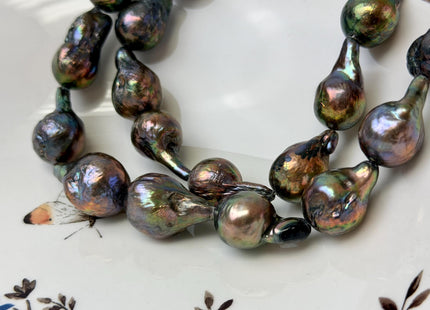 13-16x17-23 mm AA Teardrop Peacock and Greenish Peacock Baroque Freshwater Pearls #P3327