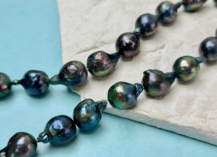 13-16x17-23 mm AA Teardrop Peacock and Greenish Peacock Baroque Freshwater Pearls #P3327