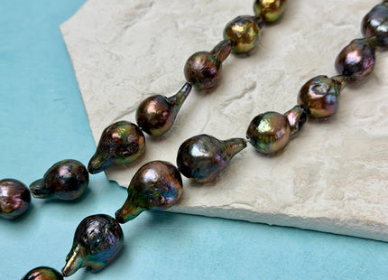 13-16x17-23 mm AA Teardrop Peacock and Greenish Peacock Baroque Freshwater Pearls #P3327