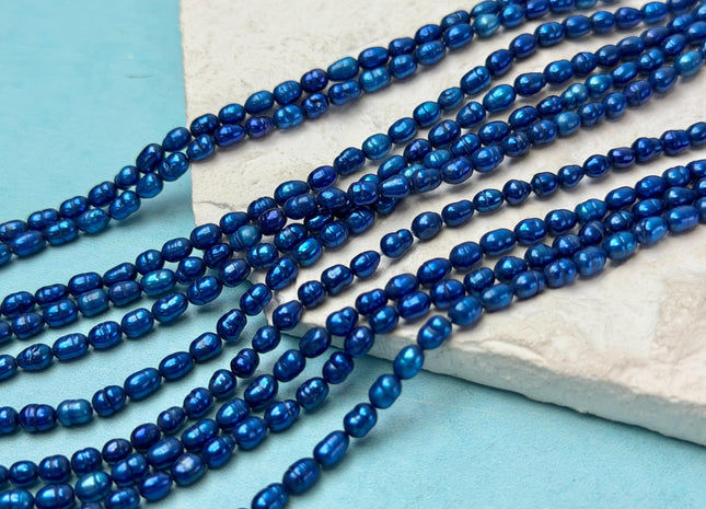 3x4 mm Baby Pink or Royal Blue Rice Tiny Freshwater Seed Pearls Tiny Freshwater Pearl Beads Genuine Natural Rice Freshwater Pearls #P3325