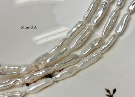 7-10x12-28 mm AA Natural White Biwa Stick Freshwater Pearls Genuine Natural White Stick Pearls Natural Freshwater Pearl Beads #P3324