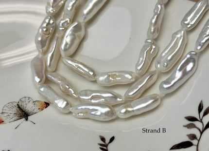7-10x12-28 mm AA Natural White Biwa Stick Freshwater Pearls Genuine Natural White Stick Pearls Natural Freshwater Pearl Beads #P3324