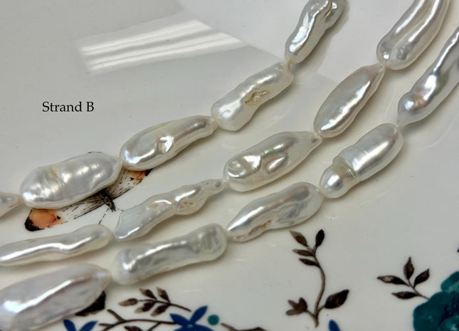 7-10x12-28 mm AA Natural White Biwa Stick Freshwater Pearls Genuine Natural White Stick Pearls Natural Freshwater Pearl Beads #P3324