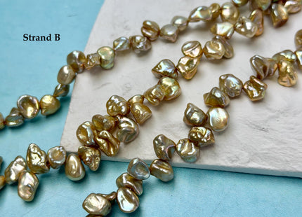 7-9x9-12 mm AA Champagne Color Freshwater Keshi Pearl Beads High Luster Keshi Top Drilled Pearls #P3394
