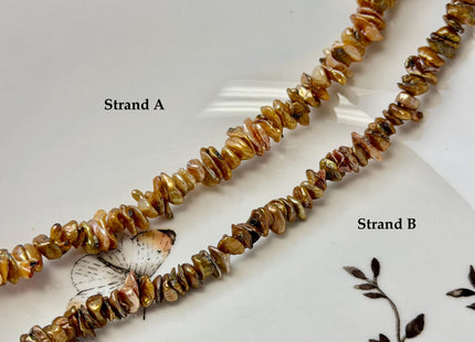 6-10 mm Rare Bronze Champagne Keshi Freshwater Pearl Beads Center Drilled Cornflakes Shape Keshi Chips Pearls #P3395