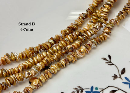 6-10 mm Rare Bronze Champagne Keshi Freshwater Pearl Beads Center Drilled Cornflakes Shape Keshi Chips Pearls #P3395