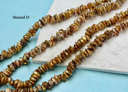6-10 mm Rare Bronze Champagne Keshi Freshwater Pearl Beads Center Drilled Cornflakes Shape Keshi Chips Pearls #P3395