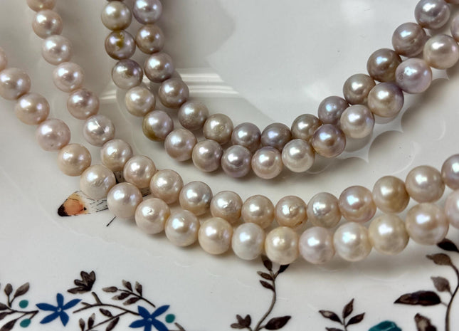 9 mm AA Natural Seaweed Pink Color Off Round Freshwater Pearls Beads Genuine Natural Seaweed Pink Round Freshwater Pearls 45 Pieces #P3319