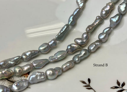 7-9x11-16 mm AAA Gray Color Keshi Nugget Freshwater Pearl Beads Very Rare Genuine Super High Luster Keshi Rice Nugget Pearls #P3320