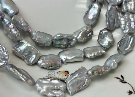 13-16x20-24 mm Gray Color Biwa Stick Freshwater Pearls Beads Biwa Freshwater Pearls Natural Irregular Biwa Stick Pearls 18 Pieces #P3321