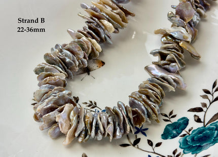18-33 mm AAA Very Rare Seaweed Pink Gray Color Keshi Freshwater Pearl Beads Center Drilled Cornflake Shape Chip Petal Pearls #P3399