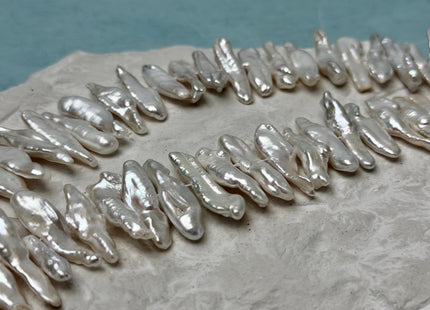 5-7x25-30 mm AAA Natural White Biwa Stick Freshwater Pearl Genuine Center Drilled High Luster Top Quality Biwa Freshwater Pearl Beads #P3326