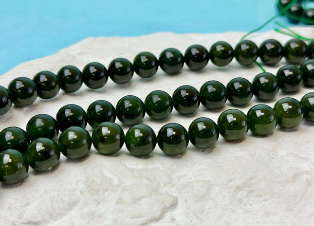 10 mm AAA Smooth Round Dark Green Emerald Gemstone Loose Beads 15 Inches Strand 39 Pieces #4765