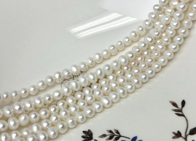 4x5x6 mm 5x6-7 mm AA Natural White Potato Freshwater Pearl Beads Genuine High Luster Natural White Potato Freshwater Pearls 73 Pieces #1394