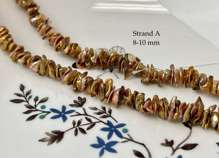 6-10 mm Rare Bronze Keshi Freshwater Pearl Beads Center Drilled Cornflakes Shape Keshi Chips Pearls #P3347