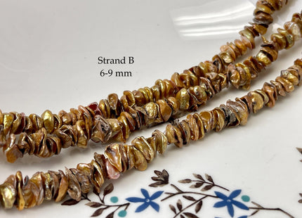 6-10 mm Rare Bronze Keshi Freshwater Pearl Beads Center Drilled Cornflakes Shape Keshi Chips Pearls #P3347