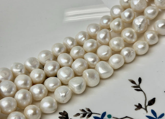 10-11 mm AA Natural White Jumbo Size Potato Nugget Freshwater Pearl Beads Genuine Natural White Pearl 40 Pieces #P3333