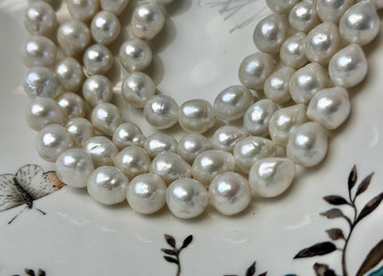 10-11 mm AAAA Natural White High Luster Edison Baroque Freshwater Pearl Beads 14.5 Inches Strand 31 Pieces #P3334