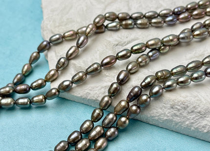 4-4.5x5-6 mm AAA Copper Brown Green Champagne Color Freshwater Rice/Oval Pearls Genuine High Luster Freshwater Rice Pearls 71 Beads #P3349