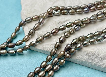4-4.5x5-6 mm AAA Copper Brown Green Champagne Color Freshwater Rice/Oval Pearls Genuine High Luster Freshwater Rice Pearls 71 Beads #P3349