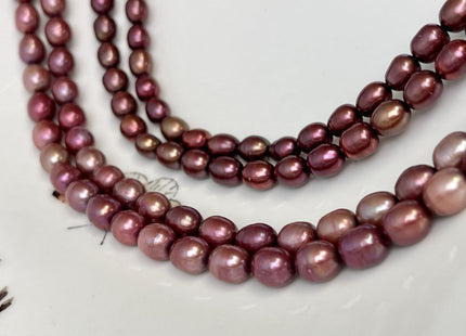 6-6.5x7-8 mm Burgundy Red Color Rice/Oval Freshwater Pearl Beads Freshwater Pearls 50 Pieces #P3350