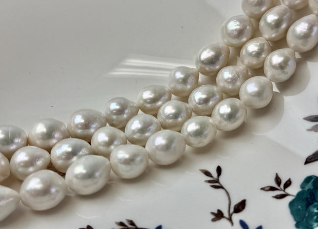 11-13 mm AAAA Natural White High Luster Edison Baroque Freshwater Pearl Beads 14.5 Inches Strand 26 Beads #P3401