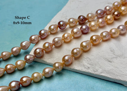 7-9x9-13 mm AAA Natural Mixed Dark Mauve Light Pink Color Freshwater Baroque and Rice Pearl Beads #P3403