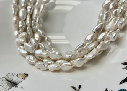 6-8x9-13 mm AAAA Natural White Keshi Freshwater Pearls Beads Genuine High Luster Rice Nugget Keshi Pearl Beads #P3336