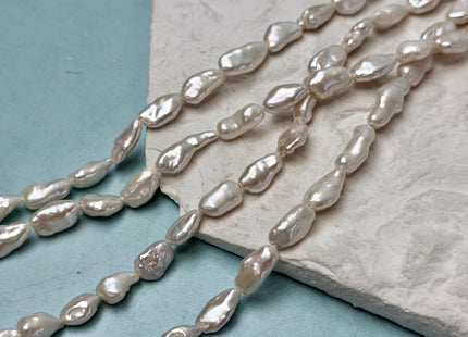 6-8x9-13 mm AAAA Natural White Keshi Freshwater Pearls Beads Genuine High Luster Rice Nugget Keshi Pearl Beads #P3336