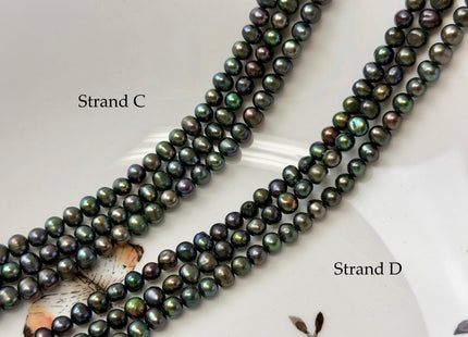 4-5.5 mm AAA Green Peacock Color Potato Freshwater Pearls 15.5 Inches Strand #P3356