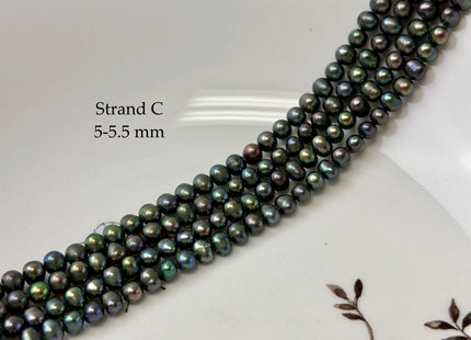 4-5.5 mm AAA Green Peacock Color Potato Freshwater Pearls 15.5 Inches Strand #P3356