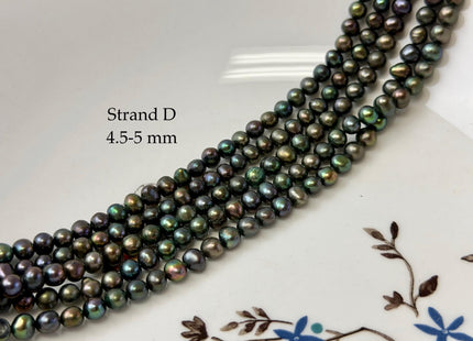 4-5.5 mm AAA Green Peacock Color Potato Freshwater Pearls 15.5 Inches Strand #P3356