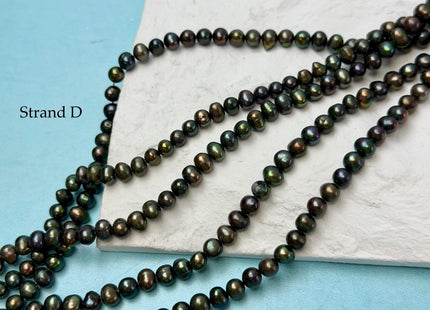 4-5.5 mm AAA Green Peacock Color Potato Freshwater Pearls 15.5 Inches Strand #P3356