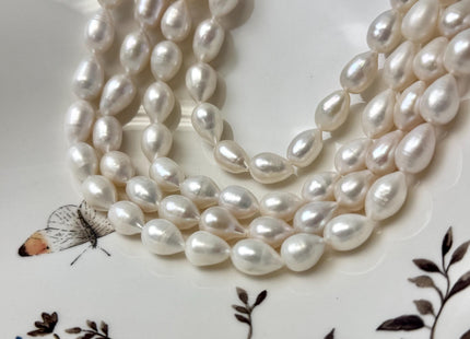 8-9x11-18 mm AA Half Strand Natural White Tear Drop Shape Freshwater Pearl Beads #P3337