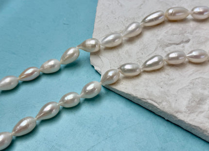 8-9x11-18 mm AA Half Strand Natural White Tear Drop Shape Freshwater Pearl Beads #P3337