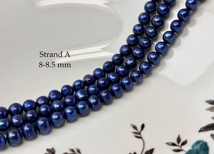 8-9.5 mm AA Purplish Blue Color Potato High Luster Freshwater Pearls 15.5 Inches Strand #P3358