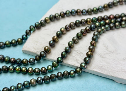 5-6 mm AA Green Color Potato High Luster Freshwater Pearl Beads 15.5 Inches Strand 76 Beads #P3421
