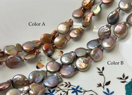 13x16-22 mm Peacock Or Copper Color with Green Sheen Coin Freshwater Pearls 15 Inches Strand 24 Pieces #P3424