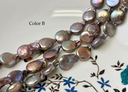 13x16-22 mm Peacock Or Copper Color with Green Sheen Coin Freshwater Pearls 15 Inches Strand 24 Pieces #P3424