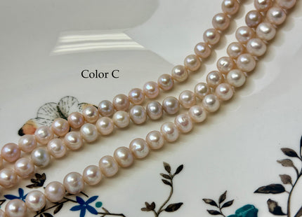 7-8 mm AA Natural Pink Color Potato Freshwater Pearls 16 Inches Strand 60 Pieces #P3434