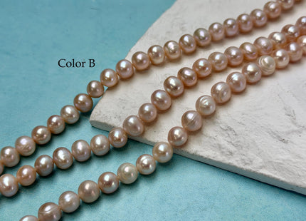 7-8 mm AA Natural Pink Color Potato Freshwater Pearls 16 Inches Strand 60 Pieces #P3434