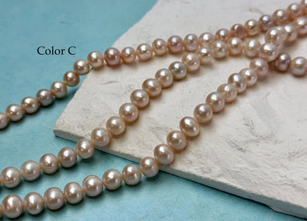 7-8 mm AA Natural Pink Color Potato Freshwater Pearls 16 Inches Strand 60 Pieces #P3434