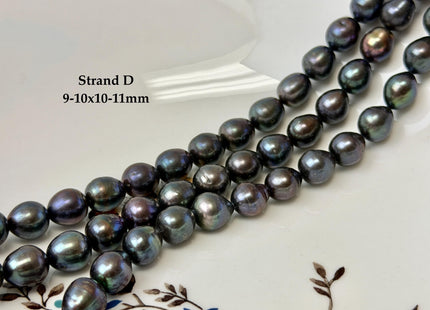 9-10x10-16mm Dark Brown Peacock Color Freshwater Rice/Oval Pearl Beads #P3404