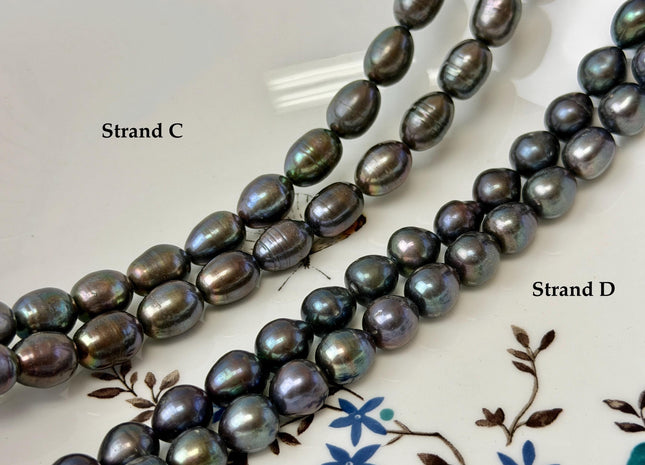 9-10x10-16mm Dark Brown Peacock Color Freshwater Rice/Oval Pearl Beads #P3404