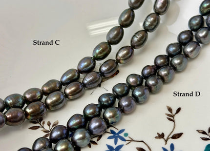 9-10x10-16mm Dark Brown Peacock Color Freshwater Rice/Oval Pearl Beads #P3404