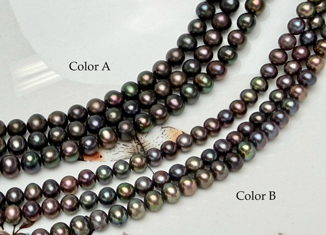 5-6 mm AAA Dark Chocolate Brown Peacock Potato Freshwater Pearl Beads #P3351