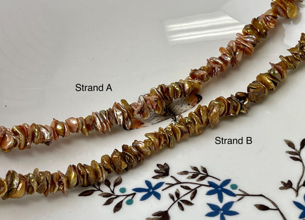 6-10 mm Rare Bronze Keshi Freshwater Pearl Beads Center Drilled Cornflakes Shape Keshi Chips Pearls #P3347