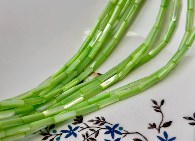 4x13 mm Tube Shape Natural Mother of Pearl Gemstone Beads Multi Yellow Pink Green Purple Blue Mother of Pearl MOP 15.5 Inches Strand #4767