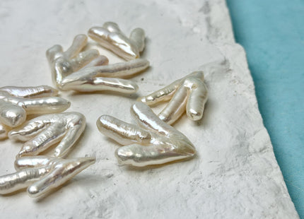 20-25x28-40mm AAA Rare Natural White Chicken Feet Shape Top Half Drilled High Luster Biwa Pearl Beads for Pendants and Earrings #P3407